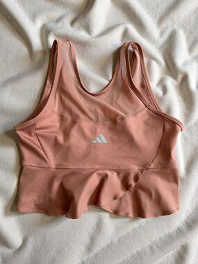 ADIDAS Women’s Crop Ruffle Nude Tank Top Size Medium NEW NWOT